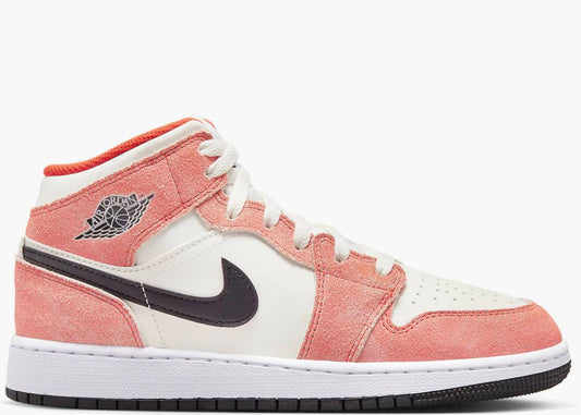 Nike Air Jordan 1 Mid SE Orange Suede (GS)